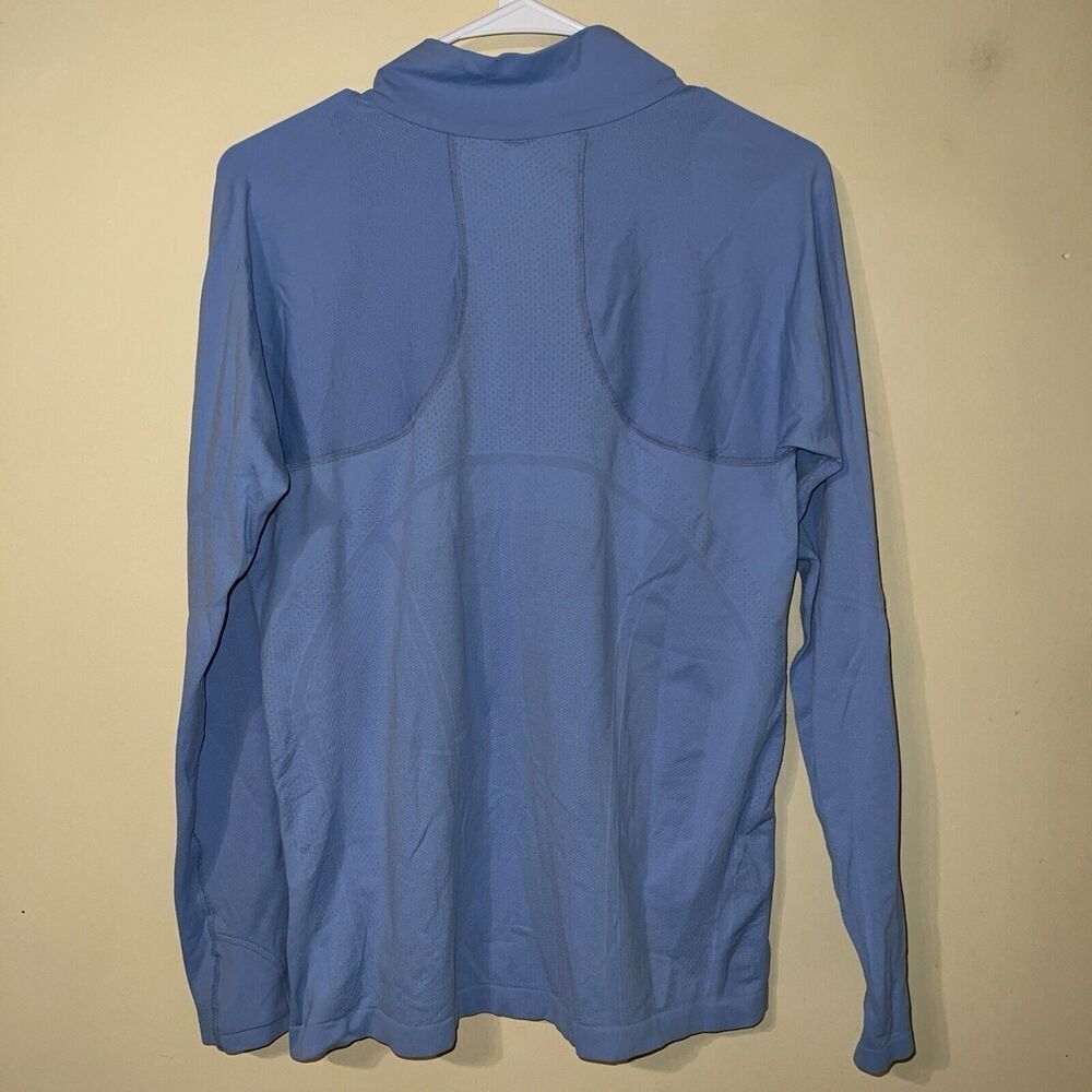 Athleta Momentum Activewear Shirt Blue Seamless Long Sleeves Zip Up Women's XL - Picture 5 of 7